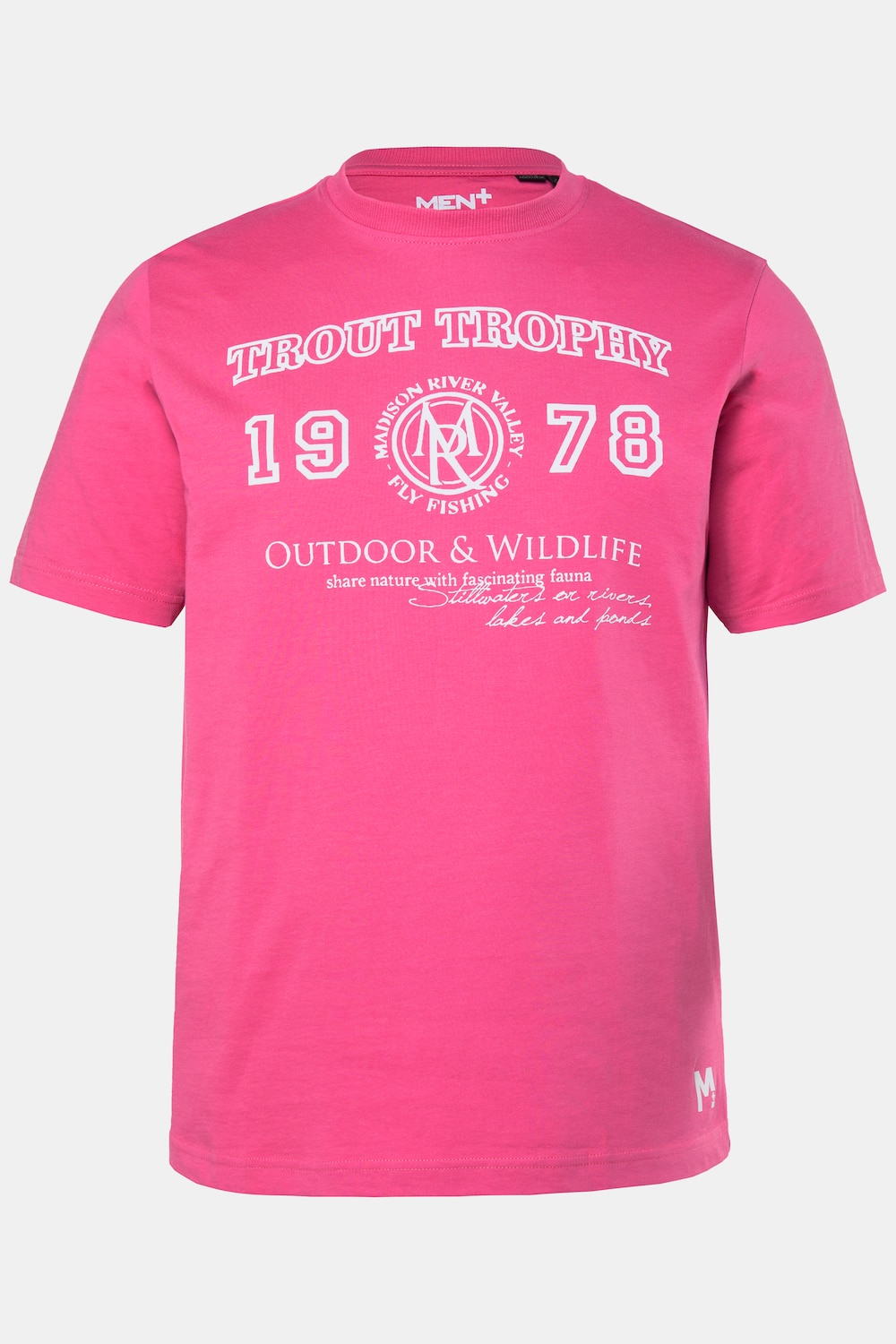 Men+ T-shirt, korte mouw, print op de borst, tot 8XL