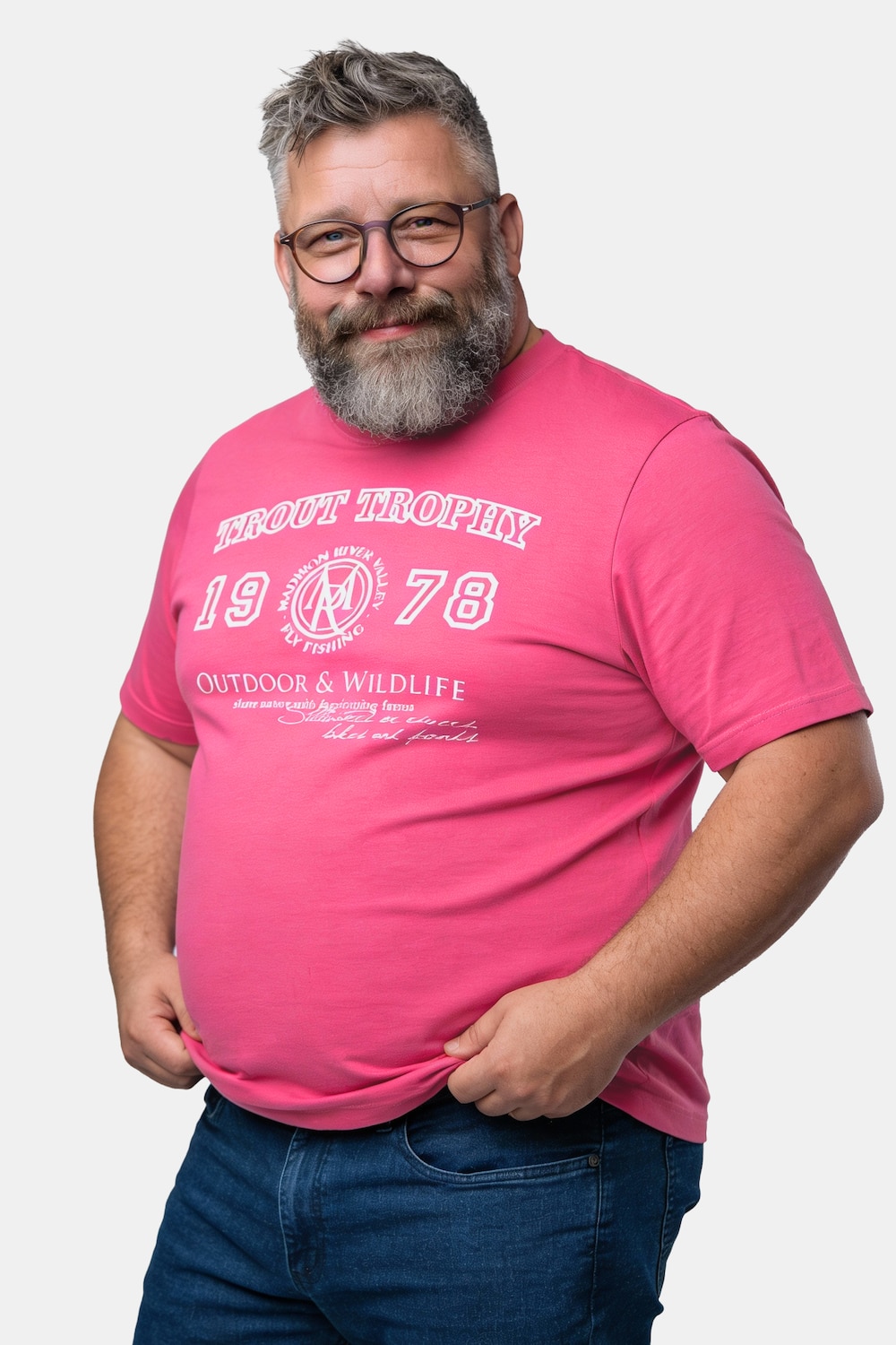 Men+ T-Shirt, Halbarm, Brustprint, bis 8 XL