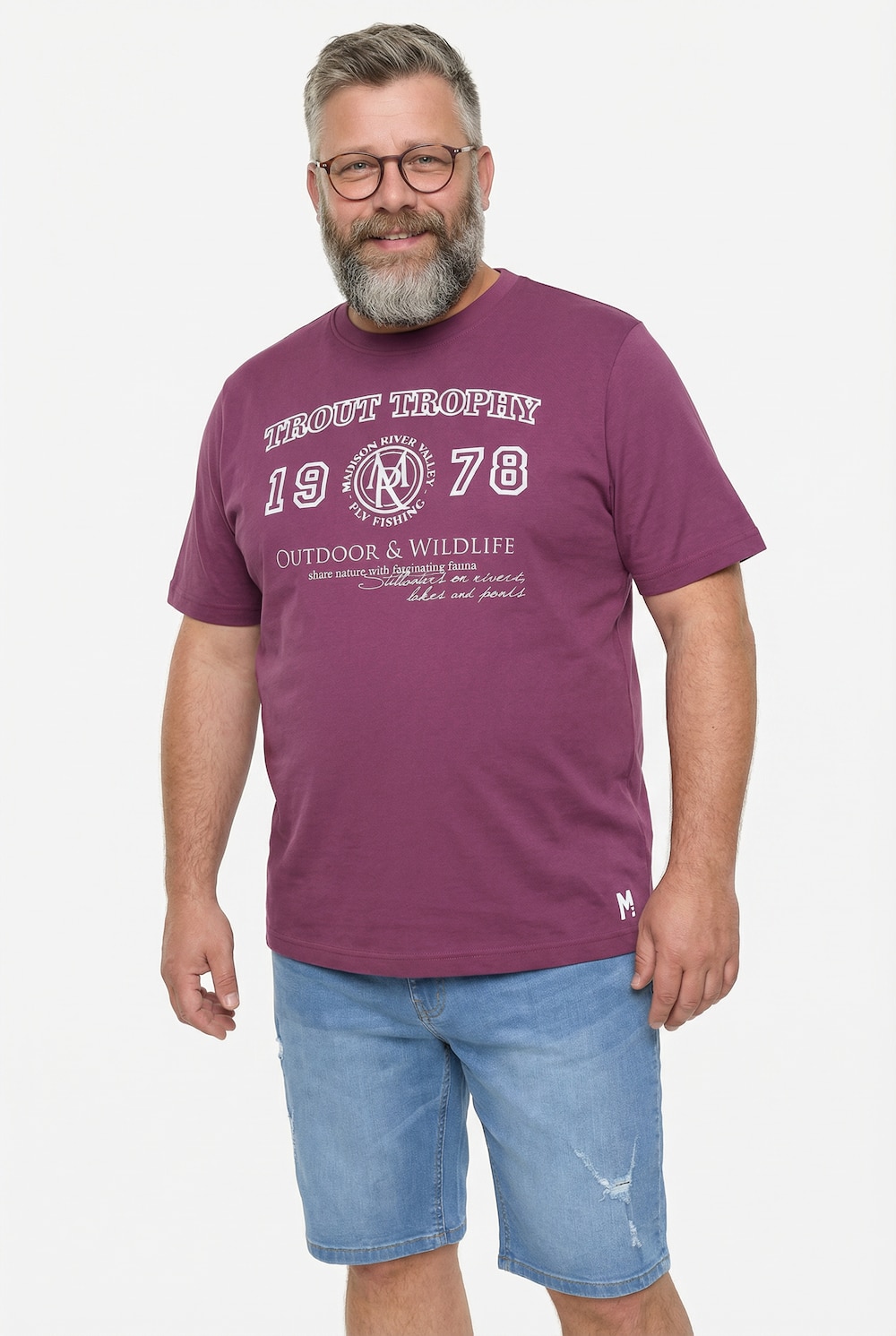 T-Shirt, Halbarm, Brustprint, bis 8 XL
