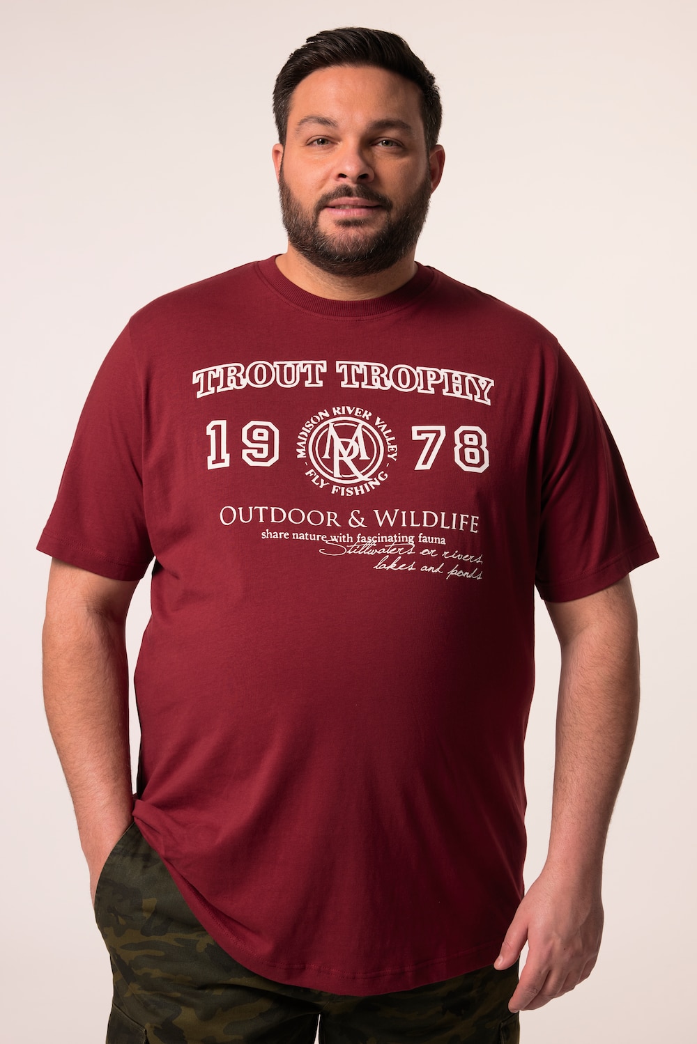 Men+ T-Shirt, Halbarm, Brustprint, bis 8 XL