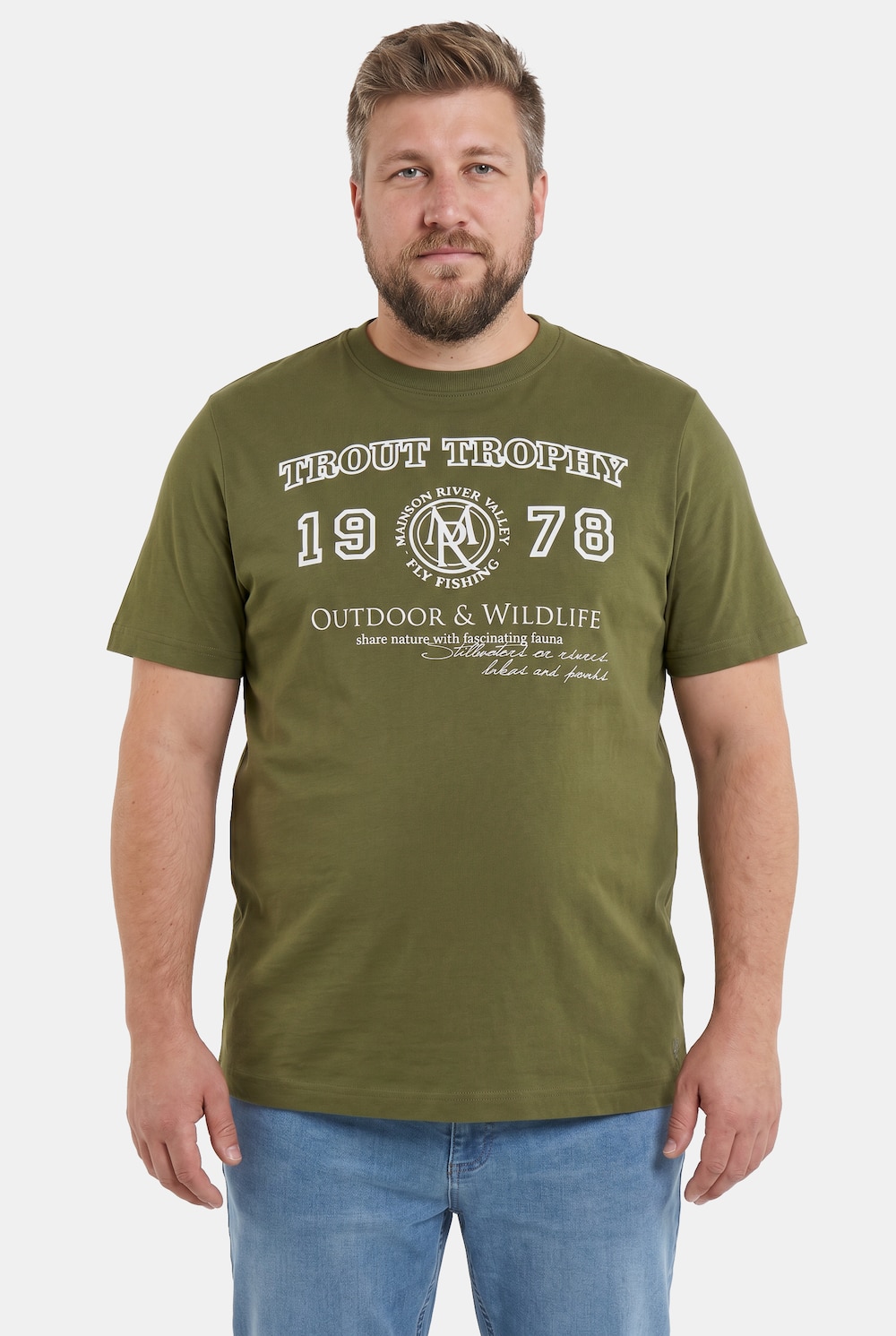 T-Shirt, Halbarm, Brustprint, bis 8 XL