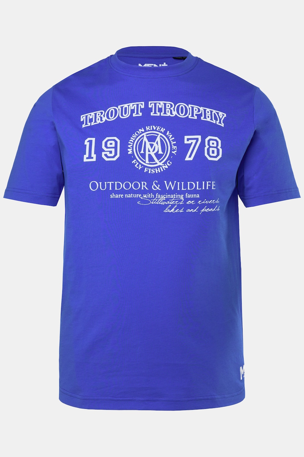 Men+ T-shirt, korte mouw, print op de borst, tot 8XL