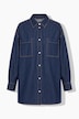 Jeanshemd, oversized, Knopfleisten-Stickerei