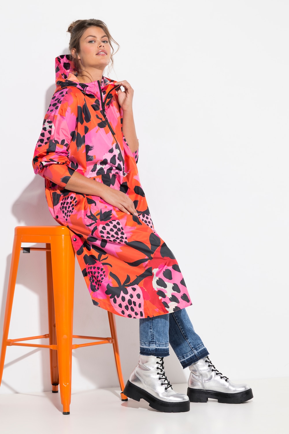 Funktions-Regencape, Unisex, Print, Kapuze