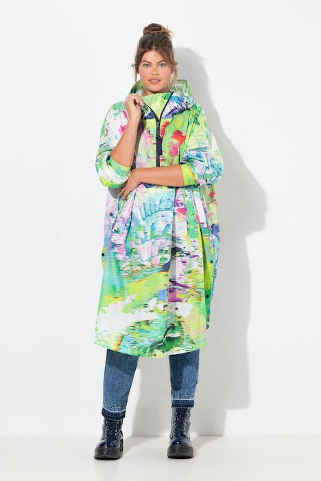 Funktions-Regencape, Unisex, Print, Kapuze