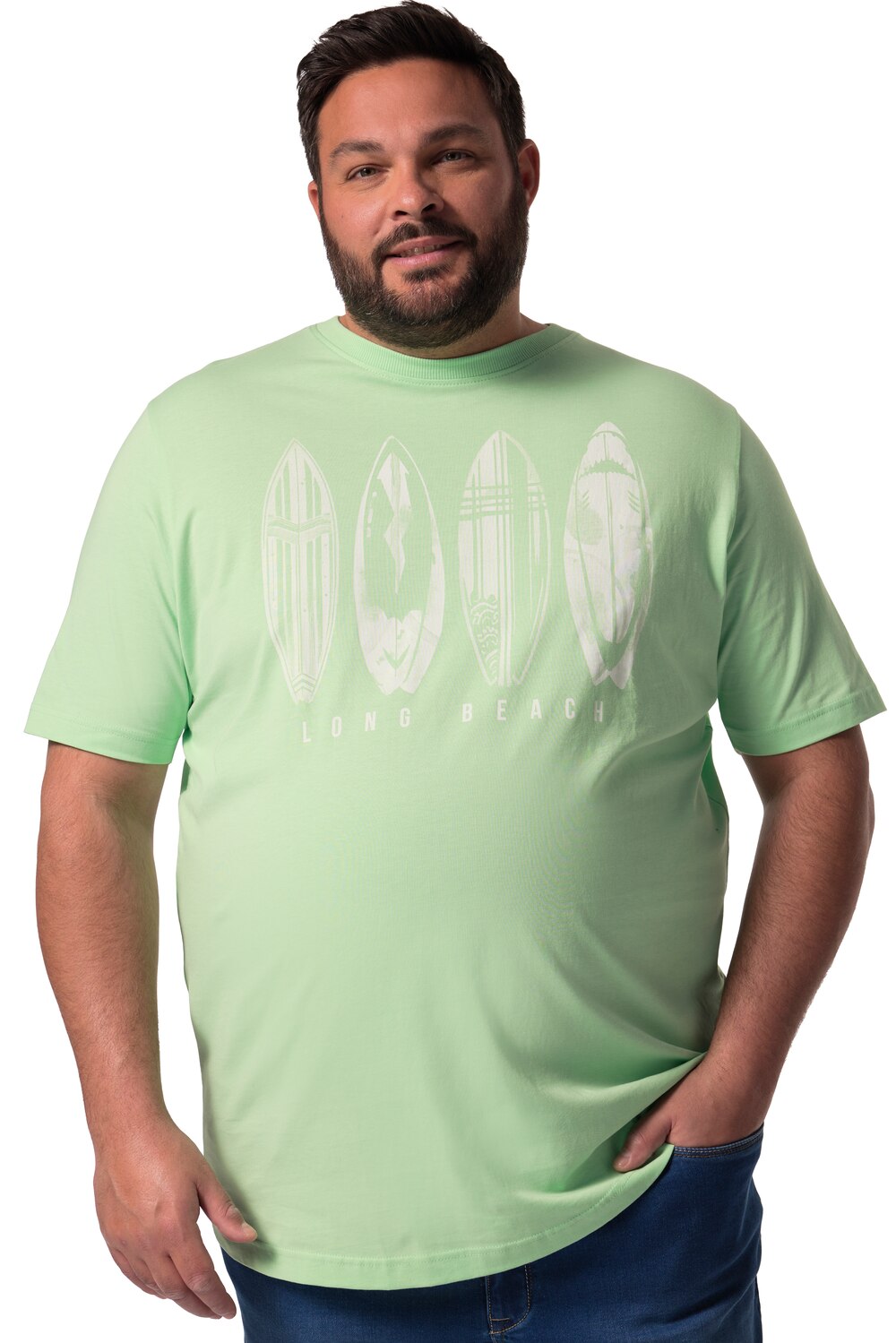 Camiseta JP 1880 Para Hombre - Estampado En El Pecho, Manga Media, Mezcla Suave De Algodón, Ajuste Cómodo