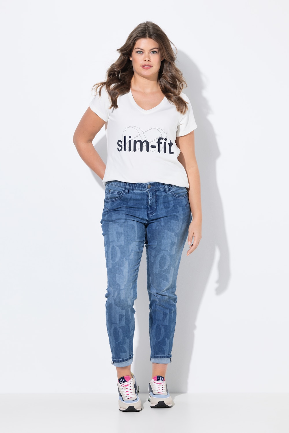 Große Größen Slim-Jeans, Damen, blau, Größe: 48, Baumwolle, LAURASON