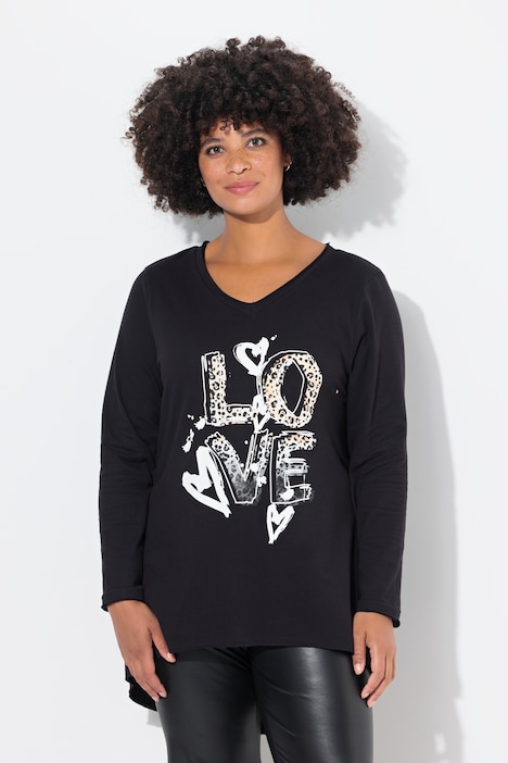 T-Shirt, A-Linie, LOVE Motiv, Langarm