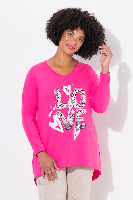 T-Shirt, A-Linie, LOVE Motiv, Langarm