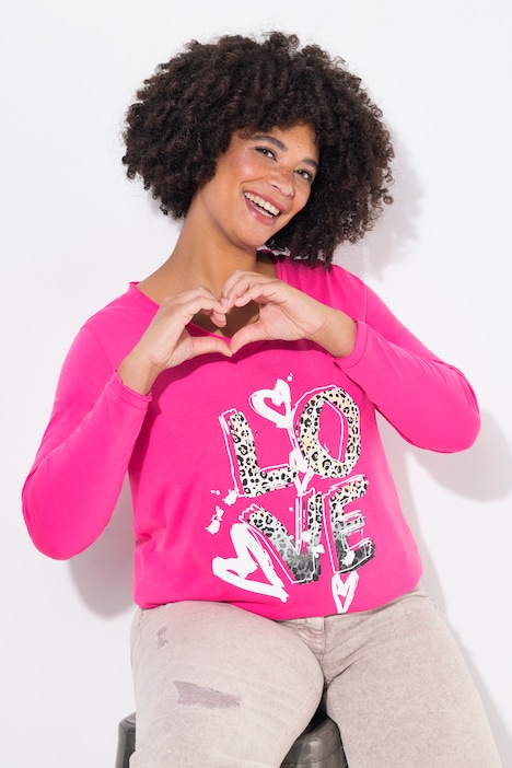 T-Shirt, A-Linie, LOVE Motiv, Langarm