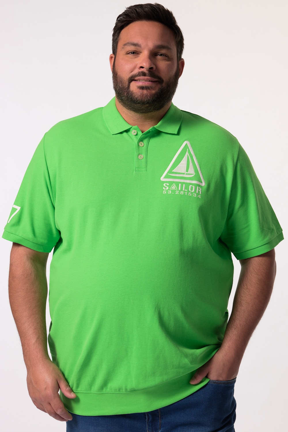 Men+ Poloshirt Buikfit, korte mouwen, piqué, prints, tot 8 XL