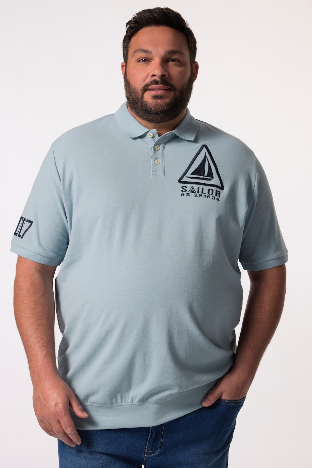 Men+ Poloshirt Buikfit, korte mouwen, piqué, prints, tot 8 XL