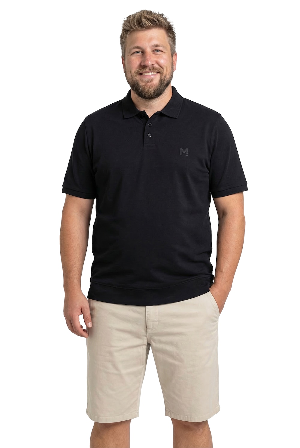Stora storlekar Pikétröja, Her, svart, storlek: 3XL, Bomull, Men Plus