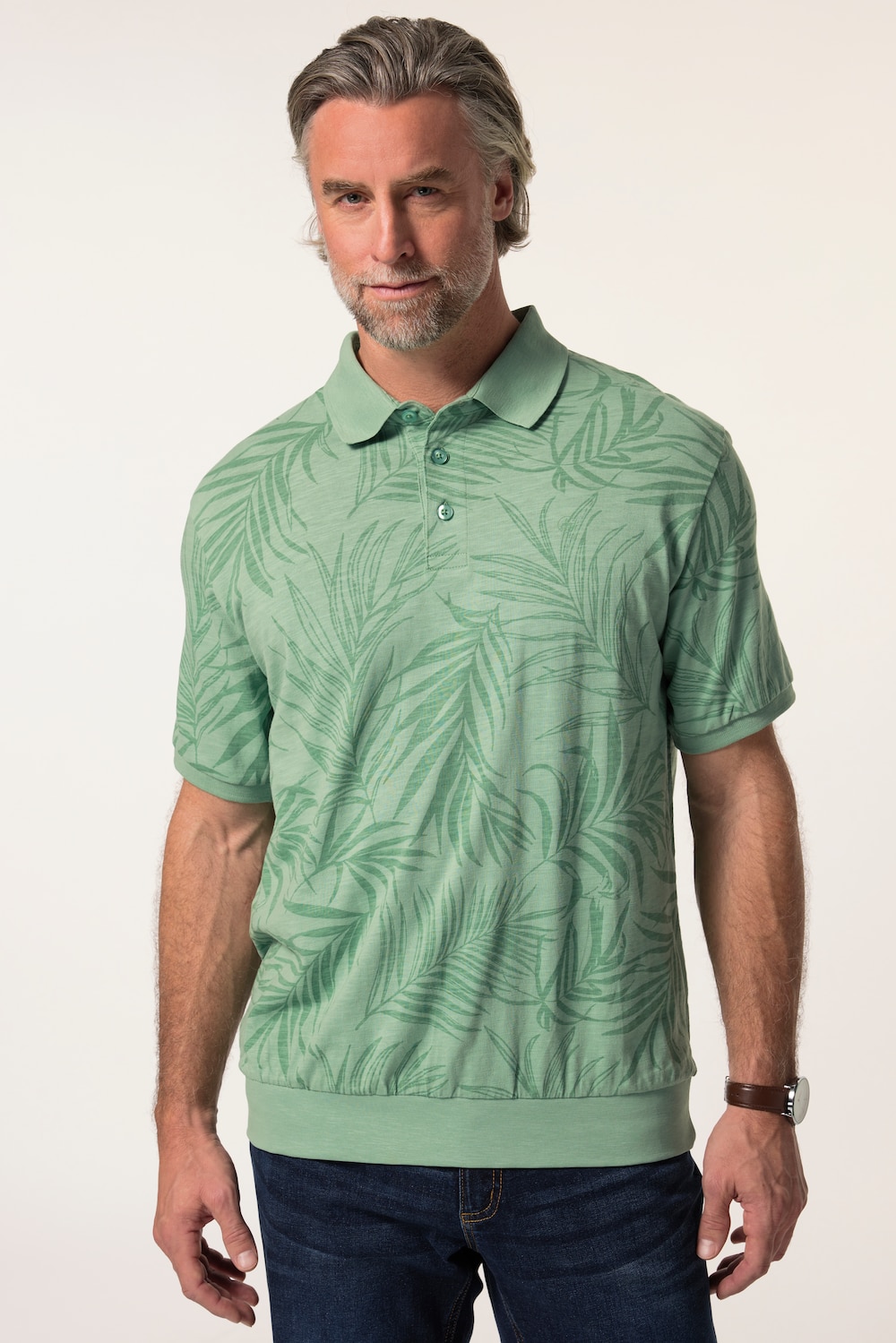 Boston Park Poloshirt, Halbarm, Bauchfit, Alloverprint, bis 84/86