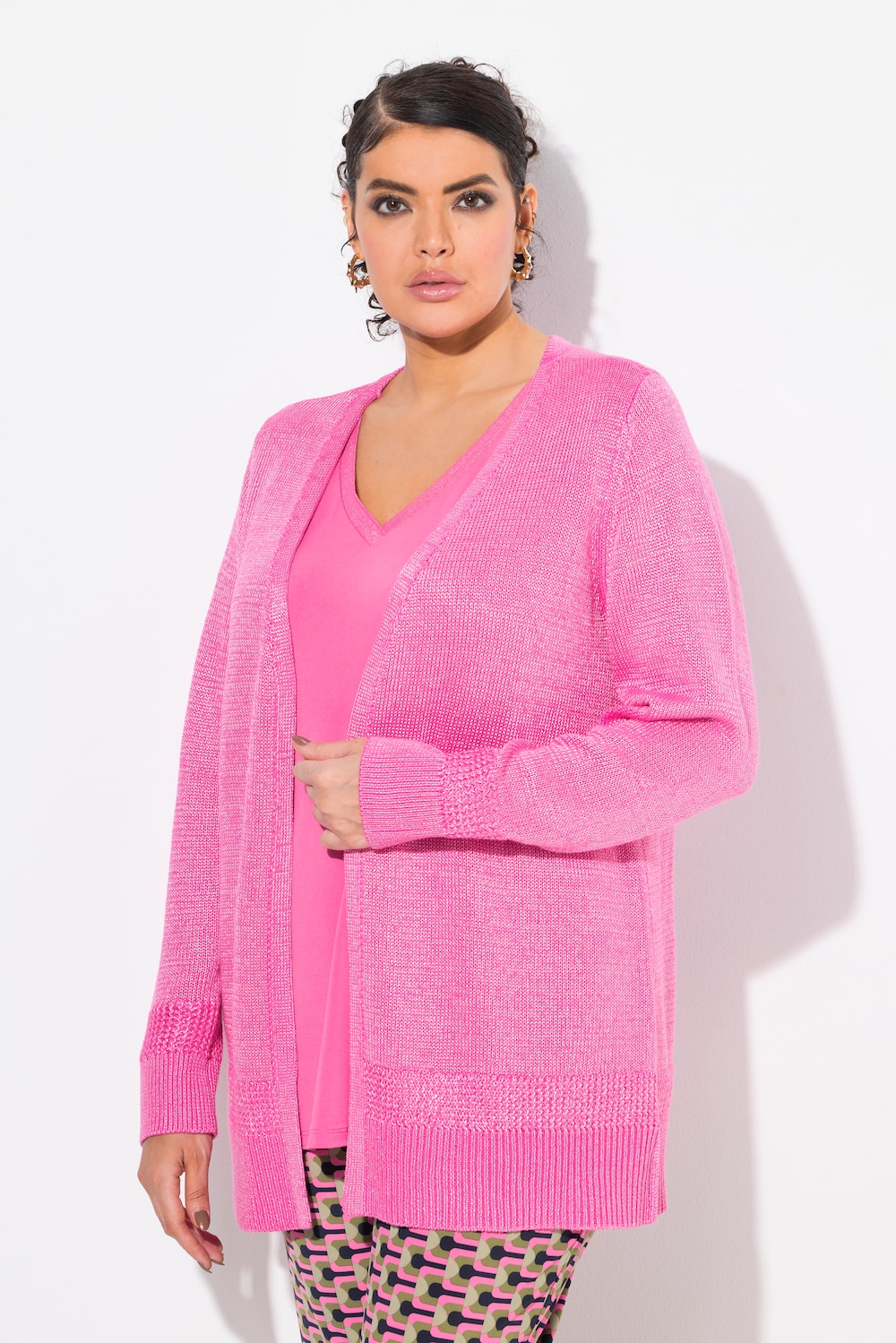 Große Größen Strickjacke, Damen, rosa, Größe: 42/44, Baumwolle/Polyester, Ulla Popken