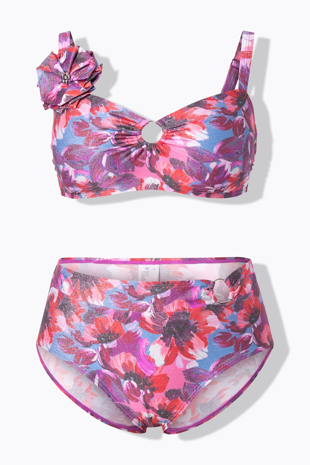 Stora storlekar Bikini med glittereffekt, Dam, rosa, storlek: 44, Syntetfibrer/Elastan, Ulla Popken