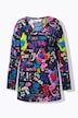 Long-sleeve A-line graffiti pattern T-shirt