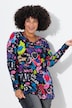Long-sleeve A-line graffiti pattern T-shirt