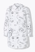 Straight cut scribble pattern smiley shirt blouse