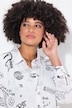 Straight cut scribble pattern smiley shirt blouse
