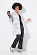Straight cut scribble pattern smiley shirt blouse