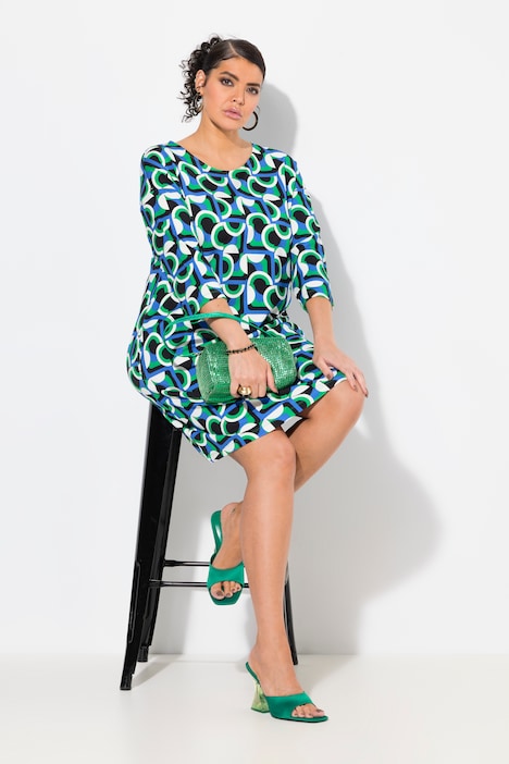 Graphic Print 3/4 Sleeve Dress