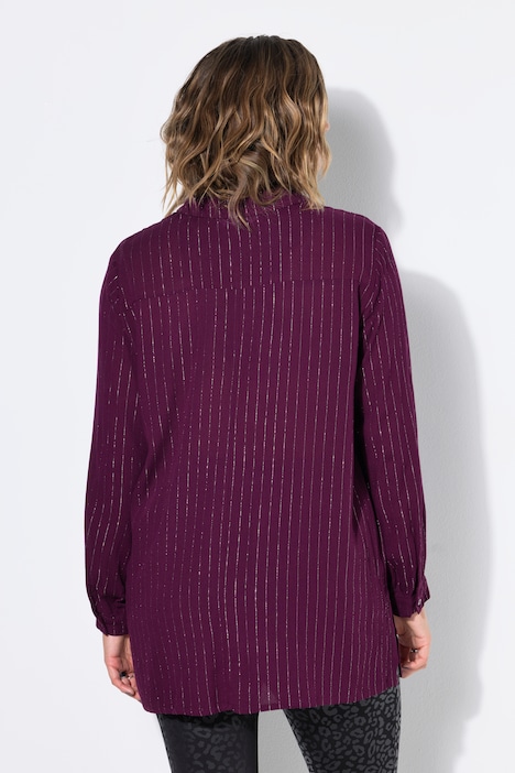 Hemdbluse, Boxy Shape, Glitzerstreifen