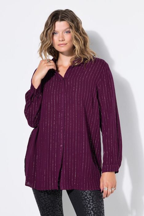 Hemdbluse, Boxy Shape, Glitzerstreifen