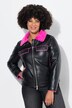 Jakke i læderlook, Classic pasform, neon-for at kunstpels