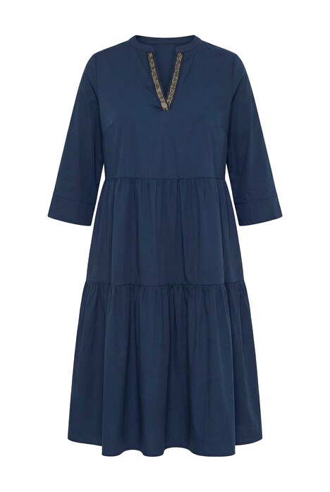 Midi šaty, volány, A střih, tunikový výstřih, 3/4 rukávy