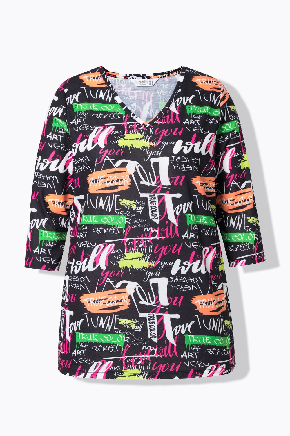 Stora storlekar T-shirt, Dam, svart, storlek: 46, Polyester/Viskos, Angel of Style