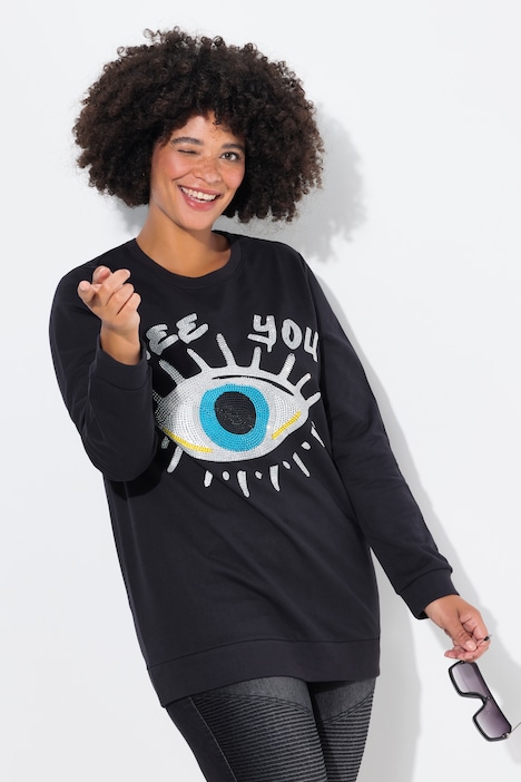 Sweatshirt, verziertes Augen-Motiv