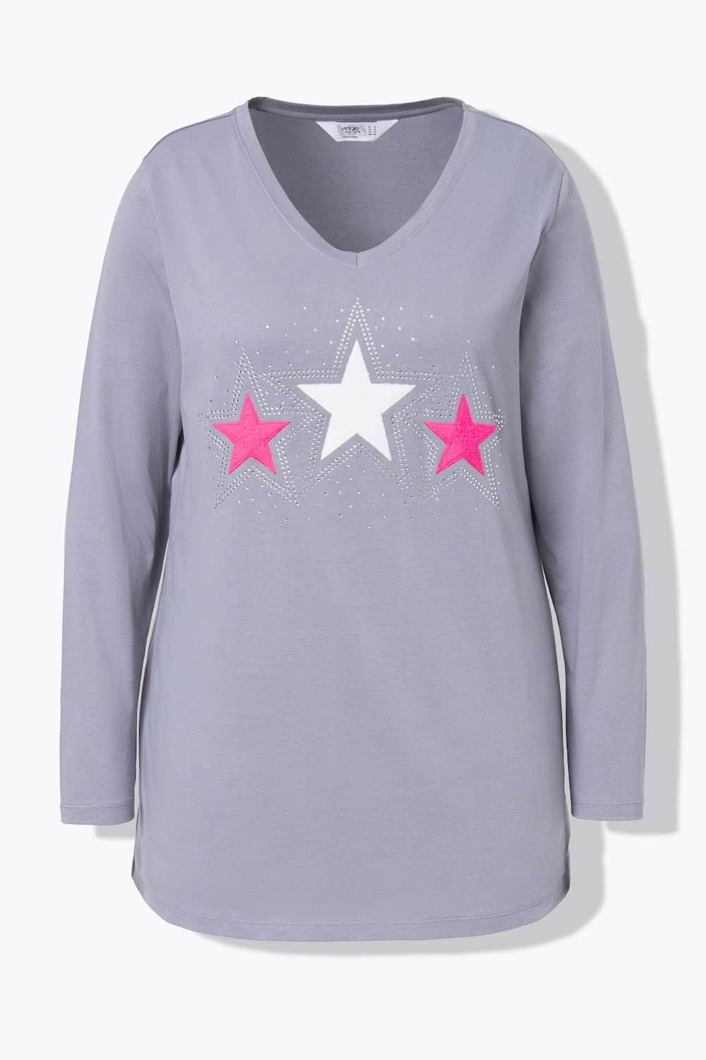 Stora storlekar T-shirt, Dam, grå, storlek: 46, Bomull, Angel of Style
