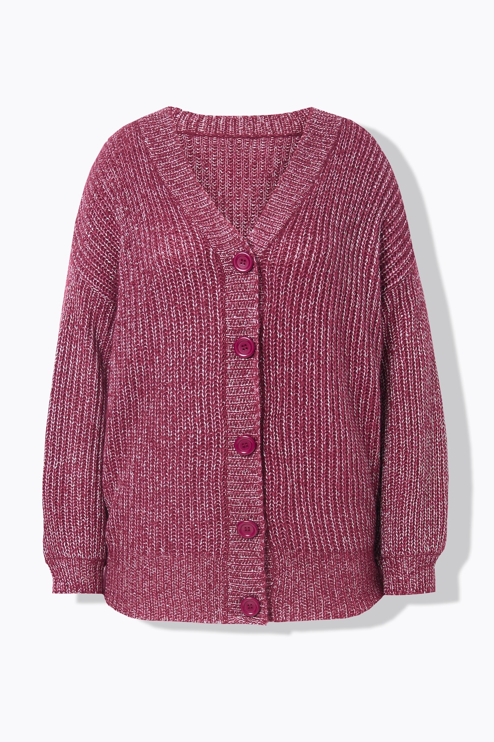 Stora storlekar Stickad kofta med glittergarn, Dam, röd, storlek: 50/52, Syntetfibrer/Polyester, Mia Moda