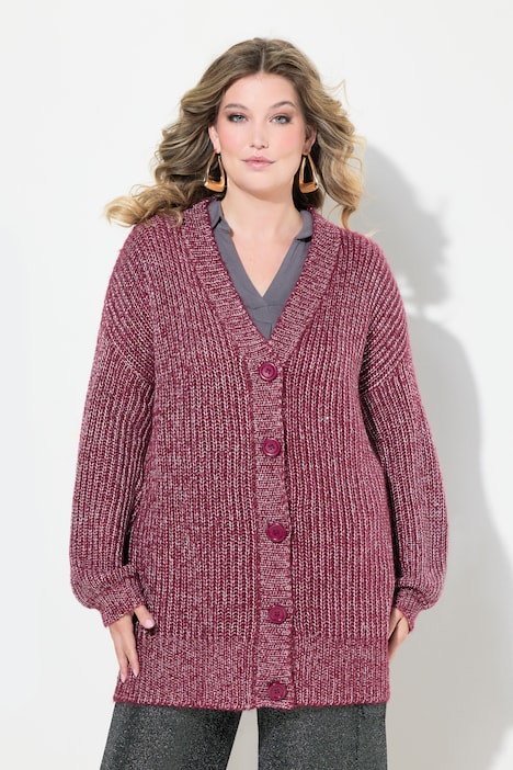 Strickjacke mit Glitzergarn, Loose Fit