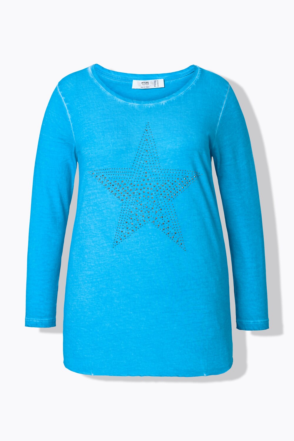 Stora storlekar T-shirt. comfort fit, Dam, turkos, storlek: 50, Bomull, Angel of Style