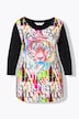 Maglia con tigre e maniche a 3/4 in tinta unita