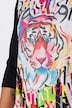 Maglia con tigre e maniche a 3/4 in tinta unita