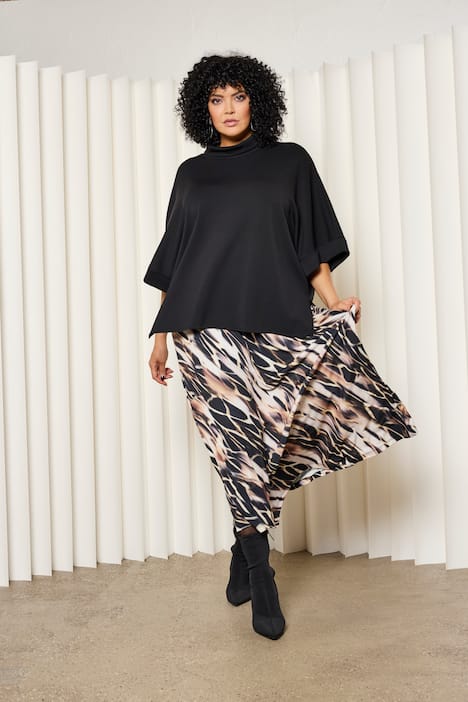 Sweat-Poncho, oversized, Stehkragen, Halbarm