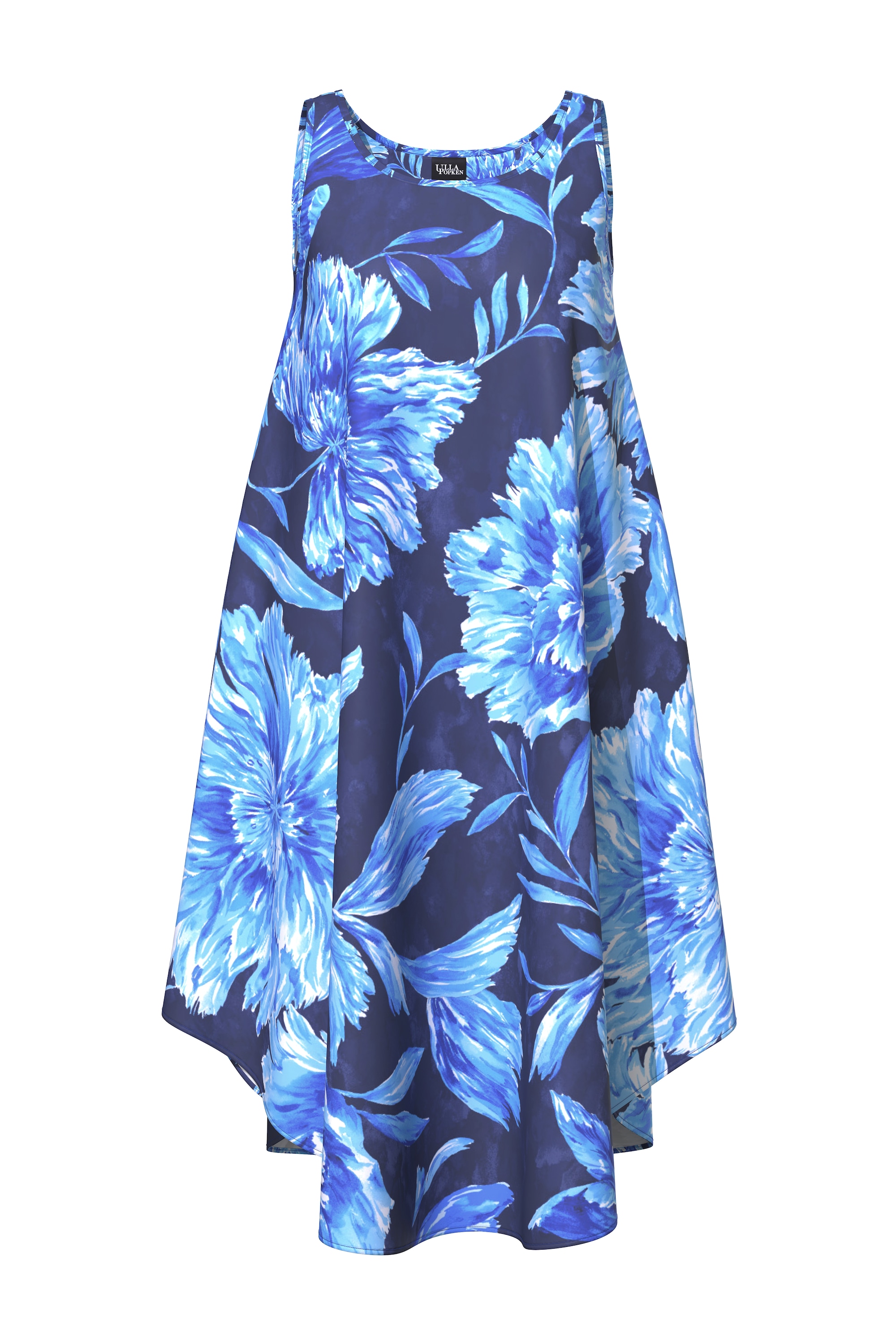 Ulla Popken Damen große Größen Midikleid Blüten Rundhals ärmellos 836587