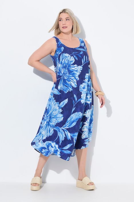 Sleeveless Floral Print A-Line Dress