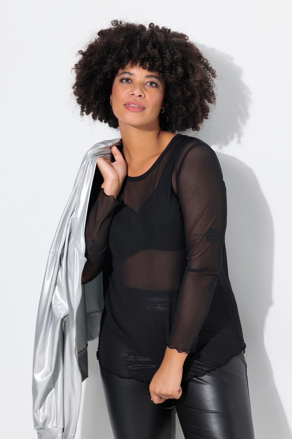 Mesh shirt, slim fit, lange mouw
