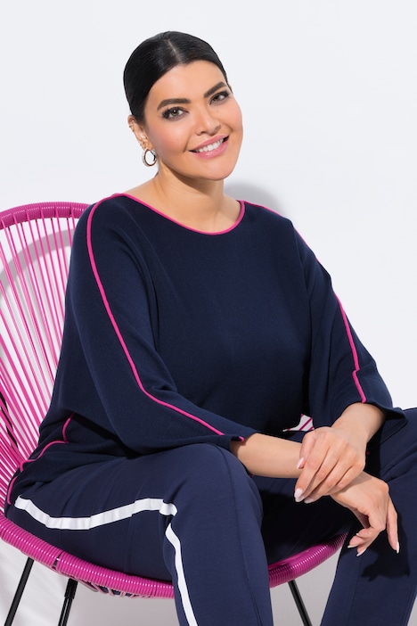 Pullover, Piping, U-Boot-Ausschnitt, 3/4-Arm