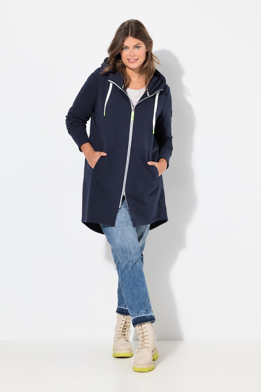 Große Größen Sweatjacke, Damen, blau, Größe: 48/50, Baumwolle/Polyester, LAURASON