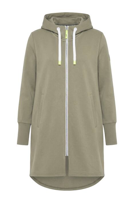 Mikina, dlouhý střih, kapuce, stahování v pase vzadu, dlouhé rukávy