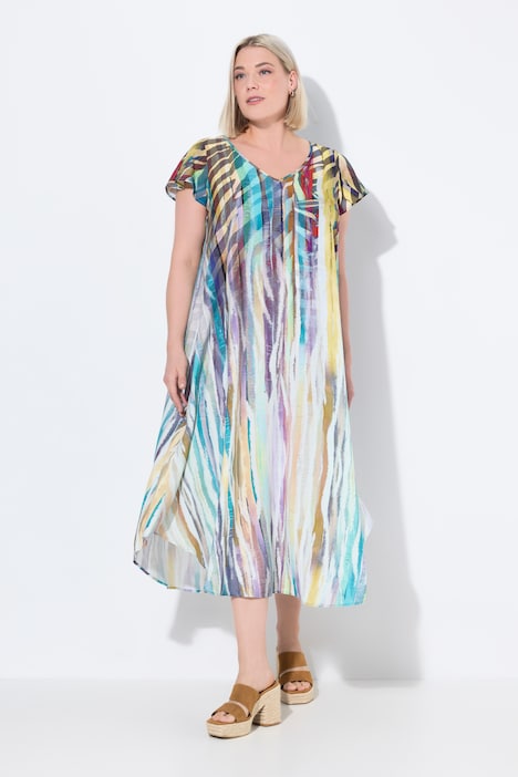 Animal Stripe Cap Sleeve Beach Dress