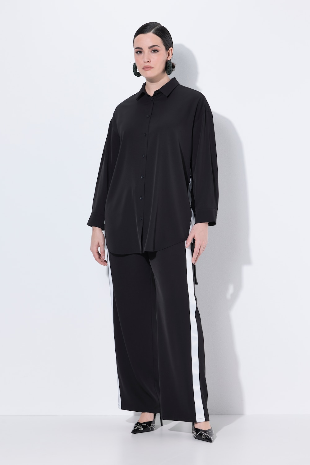 Große Größen Longbluse, Damen, schwarz, Größe: 42/44, Polyester, Ulla Popken