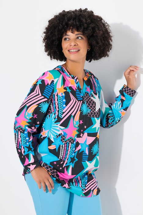 Tuniekblouse, A-lijn, sterrenmotief