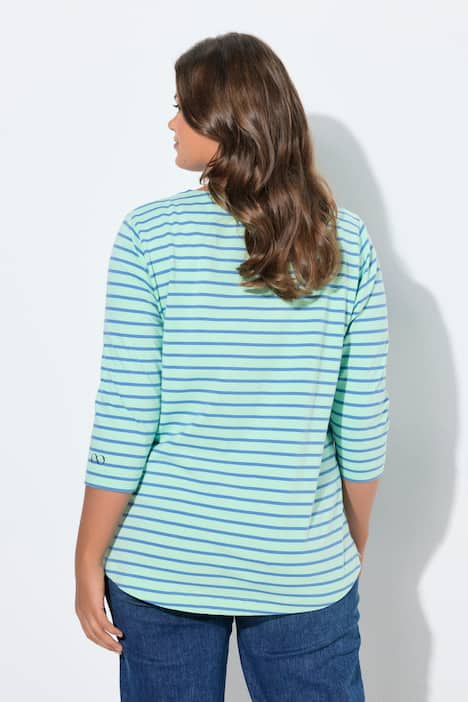 Bluzka w paski, rękaw 3/4, okrągły dekolt
