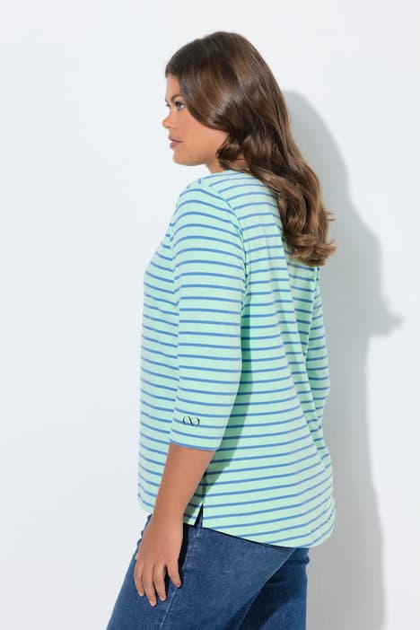 Bluzka w paski, rękaw 3/4, okrągły dekolt